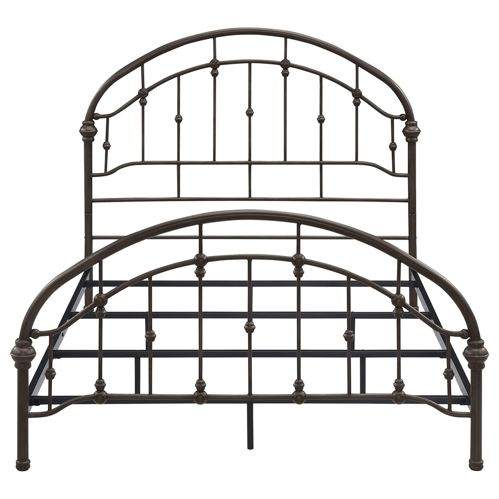 Cama Queen de metal con marco abierto Rowan, color bronce oscuro
