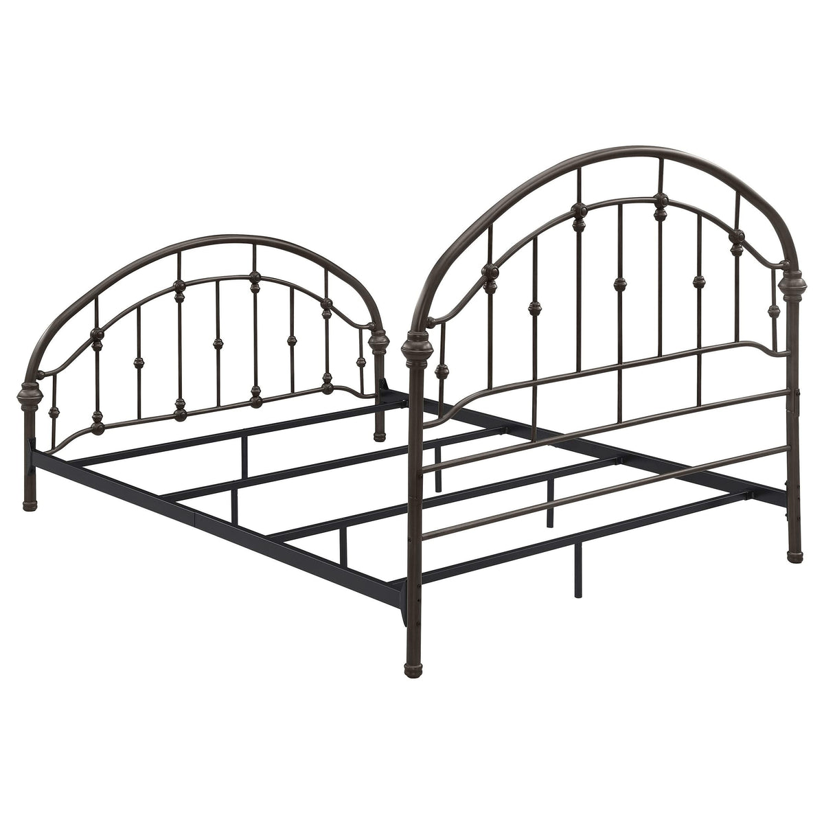 Cama Queen de metal con marco abierto Rowan, color bronce oscuro