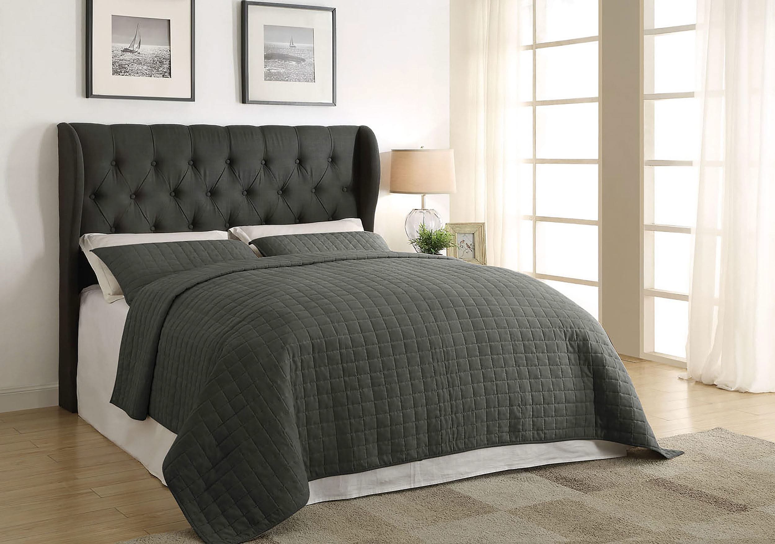 Murrieta Upholstered King Wingback Headboard Charcoal