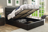 Cama tapizada Riverbend Eastern King con paneles de almacenamiento, color negro