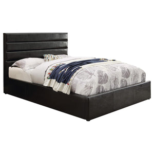 Cama tapizada Riverbend Eastern King con paneles de almacenamiento, color negro