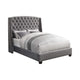 Cama Queen con respaldo alto tapizada Pissarro, color gris