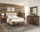 Juego de dormitorio Devon Eastern King de 4 piezas en beige y roble