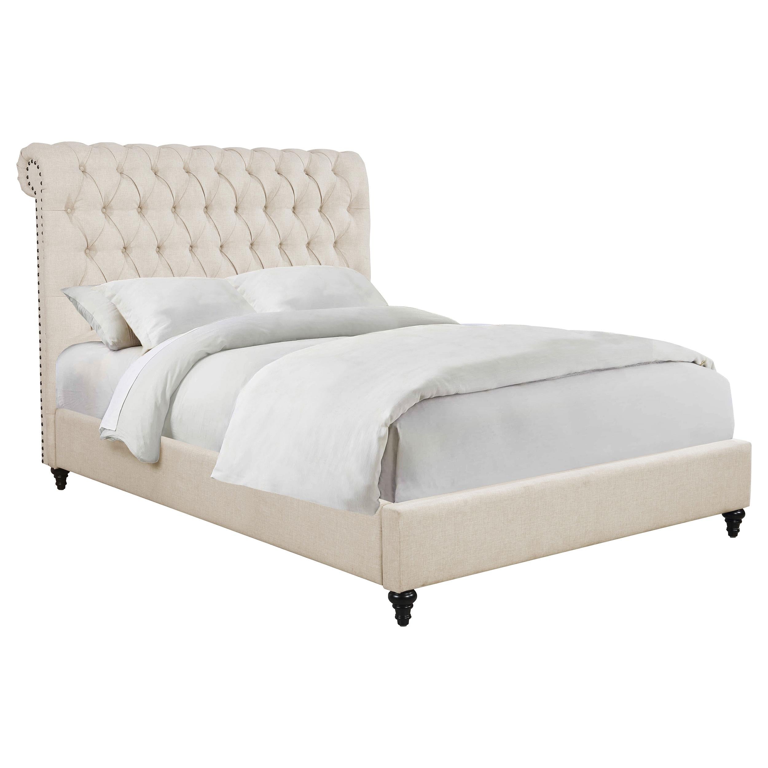 Devon 57-inch Upholstered California King Panel Bed Beige