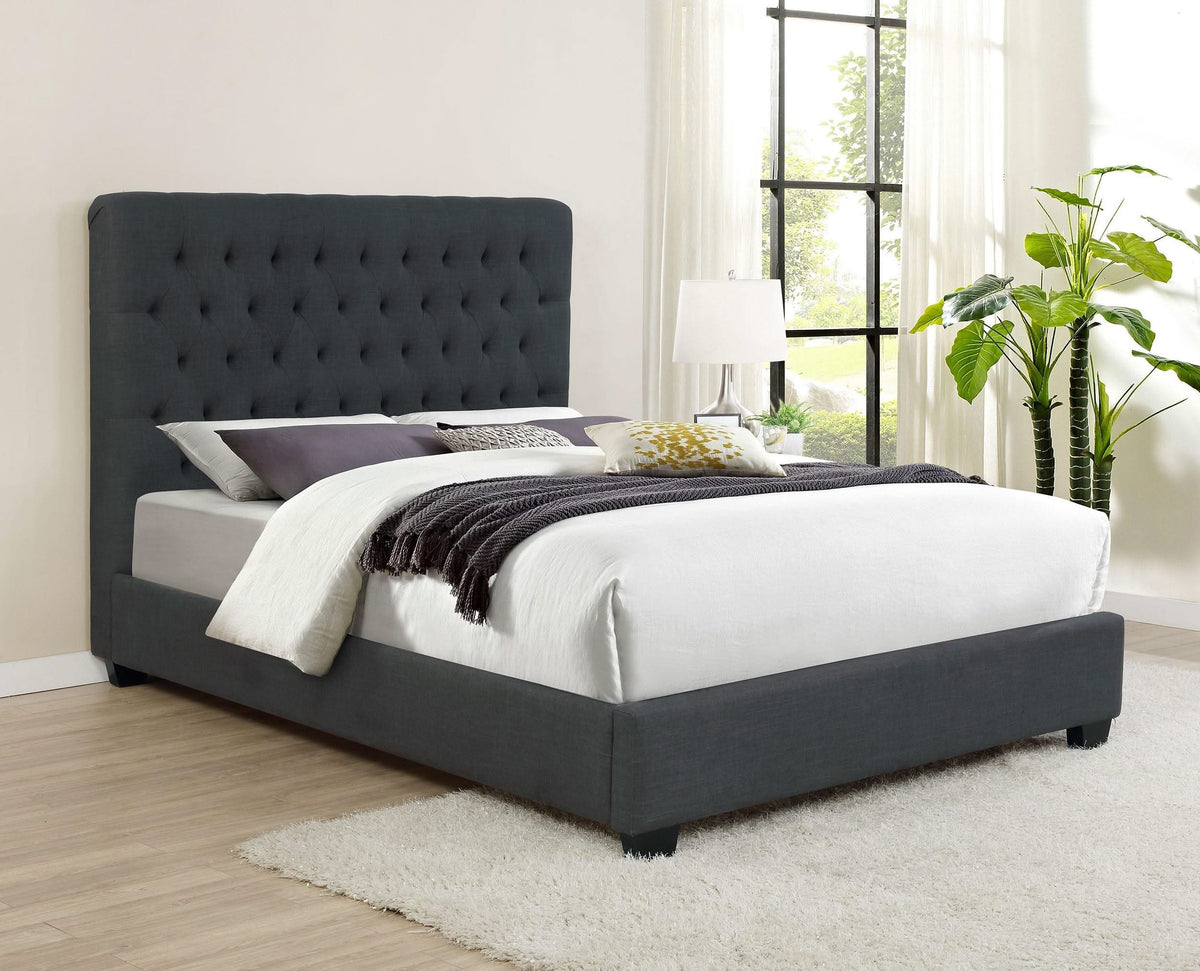 Cama completa tapizada Chloe en color carbón