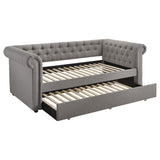Cama de día individual tapizada Kepner con cama nido gris