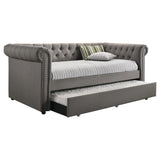 Cama de día individual tapizada Kepner con cama nido gris