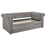 Cama de día individual tapizada Kepner con cama nido gris