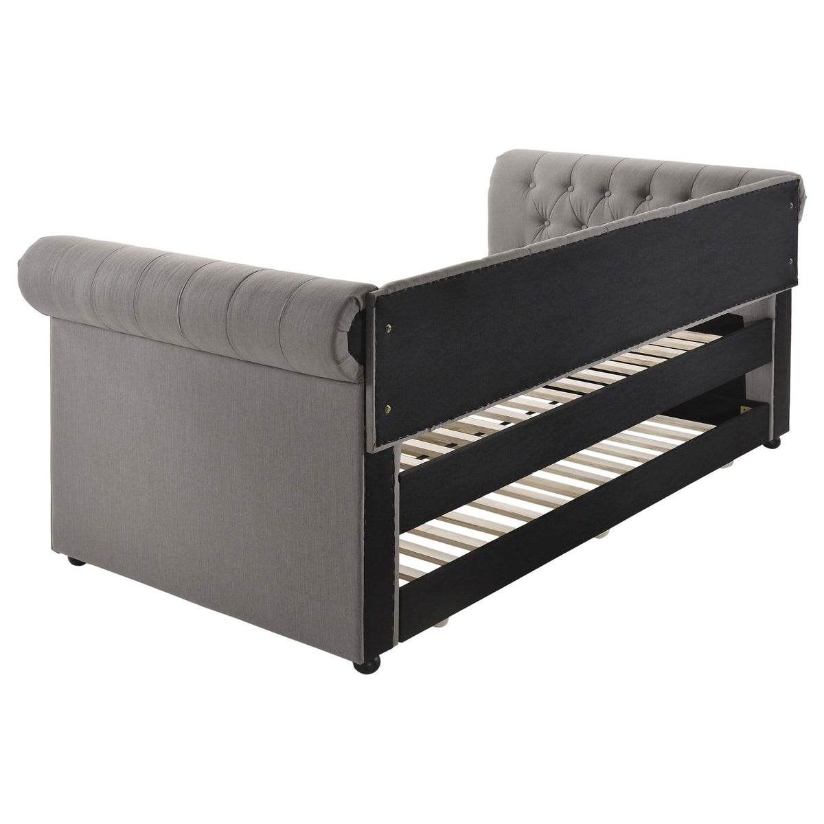 Cama de día individual tapizada Kepner con cama nido gris