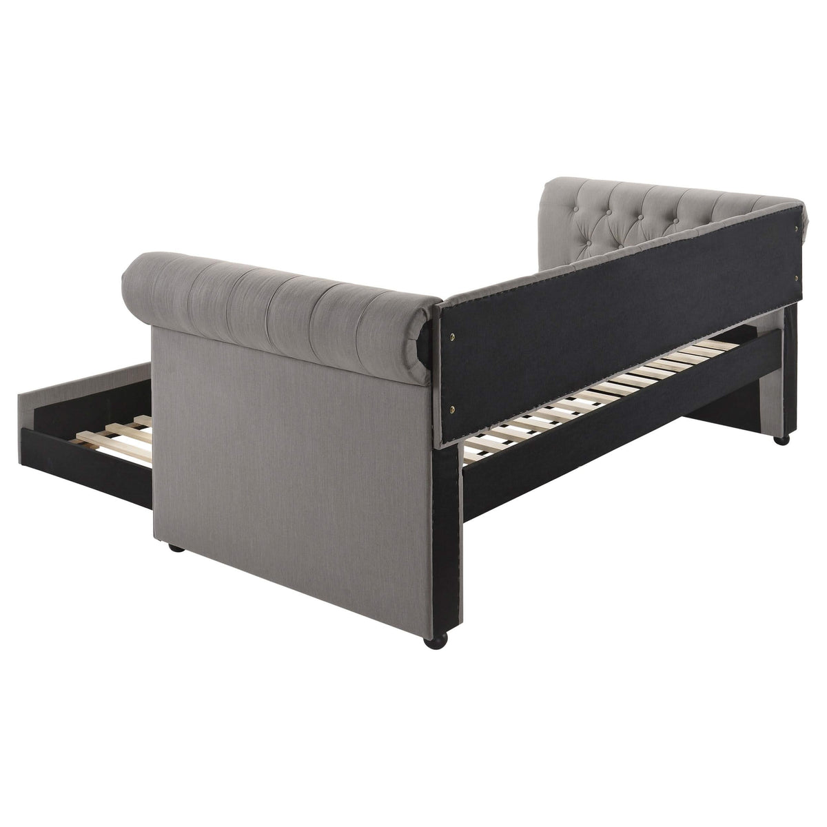 Cama de día individual tapizada Kepner con cama nido gris