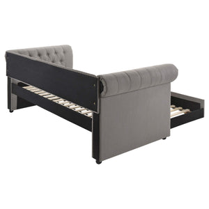 Cama de día individual tapizada Kepner con cama nido gris