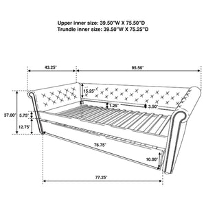 Cama de día individual tapizada Kepner con cama nido gris