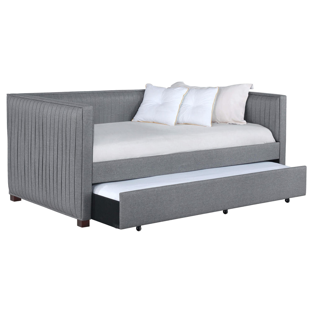 Sofá cama individual tapizado Brodie con cama nido gris