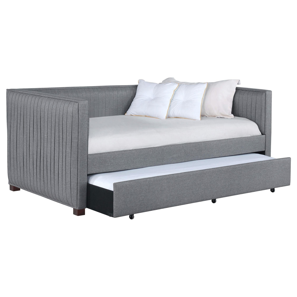 Sofá cama individual tapizado Brodie con cama nido gris