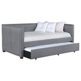 Sofá cama individual tapizado Brodie con cama nido gris