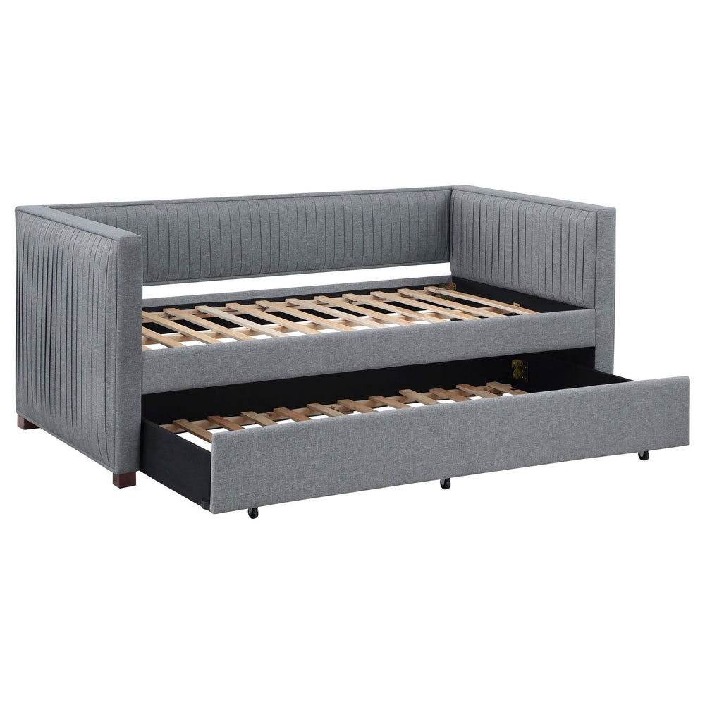 Sofá cama individual tapizado Brodie con cama nido gris