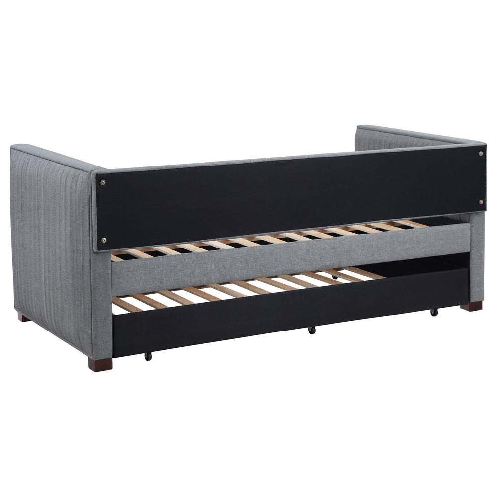 Sofá cama individual tapizado Brodie con cama nido gris