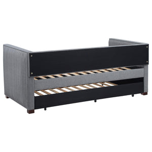 Sofá cama individual tapizado Brodie con cama nido gris