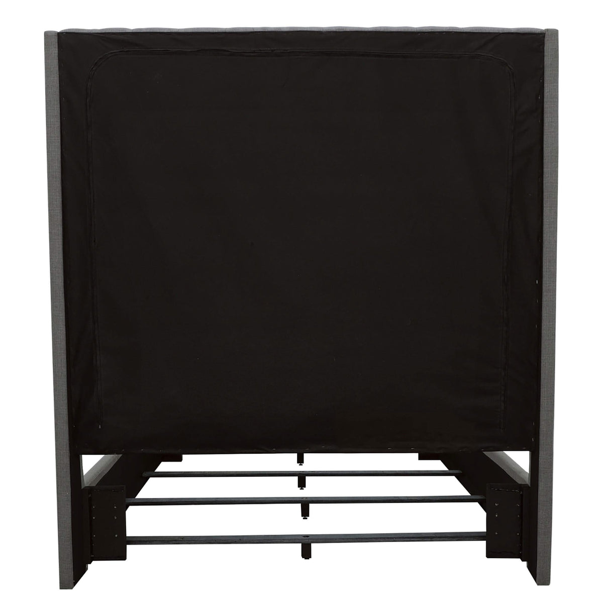 Cama King tapizada Camille con paneles en gris