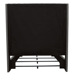 Cama King tapizada Camille con paneles en gris