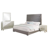 Juego de dormitorio Camille California King de 4 piezas, color mercurio metálico