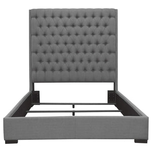 Cama California King tapizada Camille, color gris