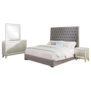 Juego de dormitorio Camille de 4 piezas Queen Metallic Mercury