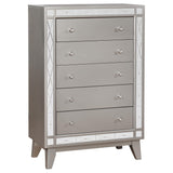 Juego de dormitorio Camille Queen de 5 piezas, color Mercury metálico