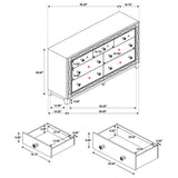 Juego de dormitorio Camille Queen de 5 piezas, color Mercury metálico