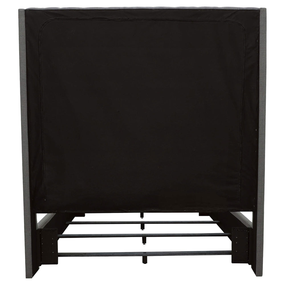 Cama Queen Camille tapizada con paneles, color gris