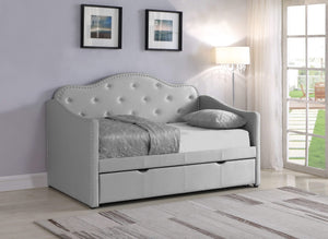 Sofá cama individual tapizado Elmore con cama nido, gris claro