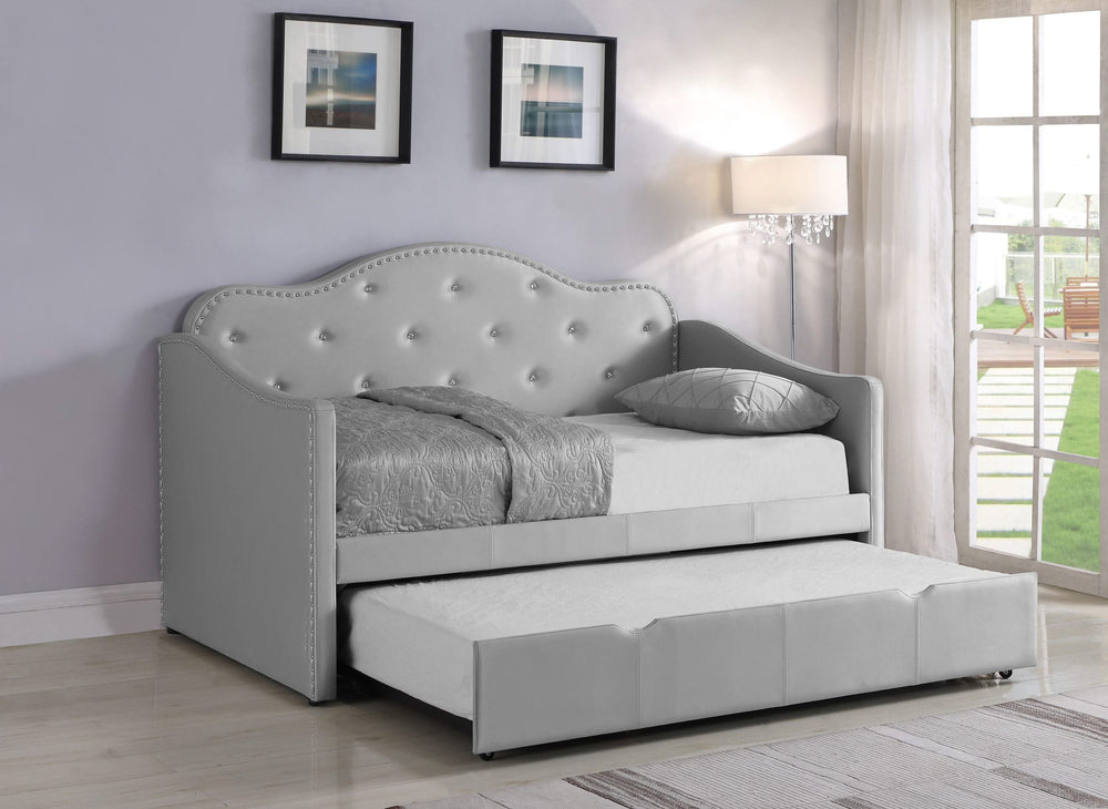 Sofá cama individual tapizado Elmore con cama nido, gris claro