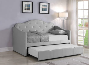 Sofá cama individual tapizado Elmore con cama nido, gris claro