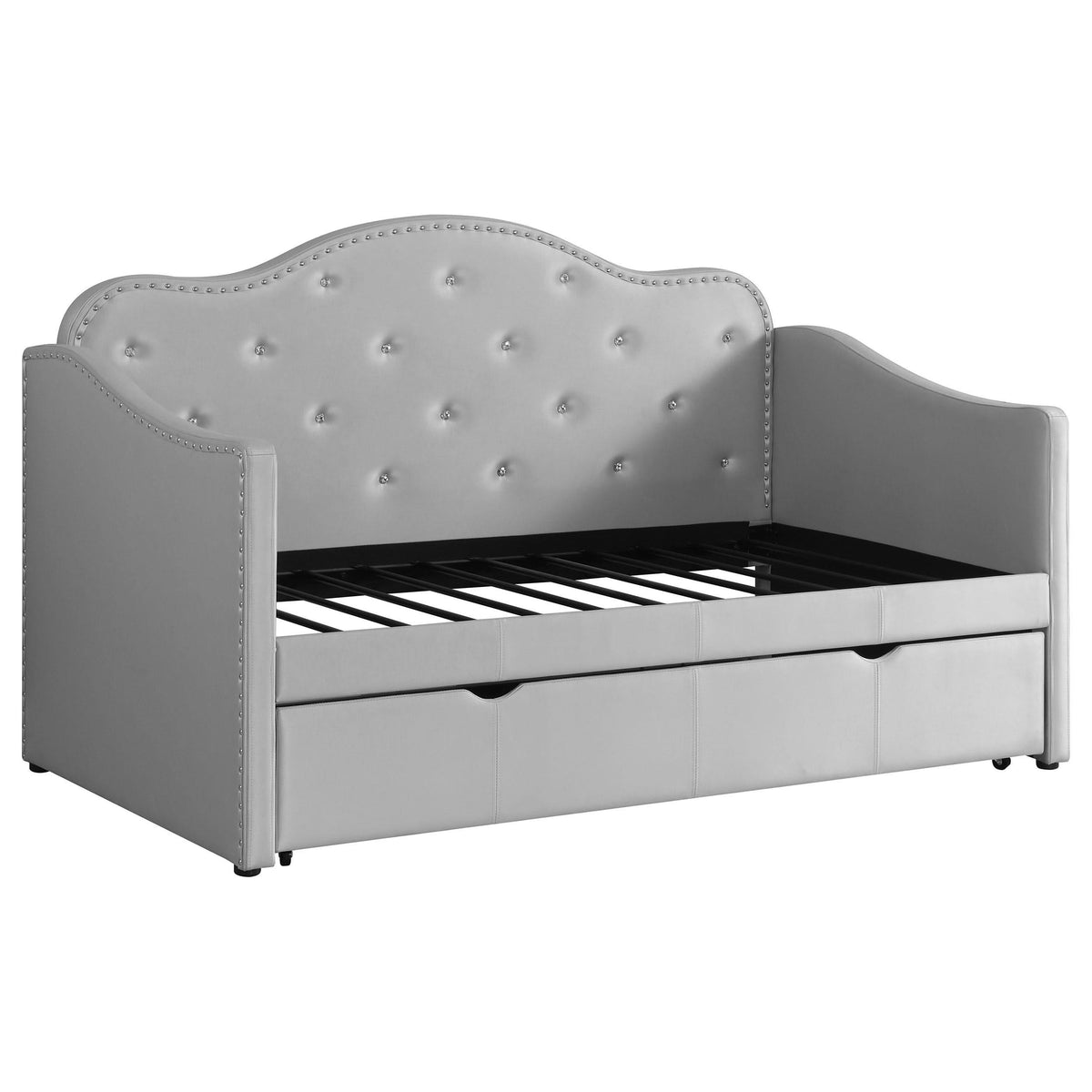 Sofá cama individual tapizado Elmore con cama nido, gris claro