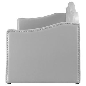 Sofá cama individual tapizado Elmore con cama nido, gris claro