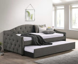 Sofá cama individual tapizado Sadie con cama nido gris