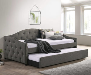 Sofá cama individual tapizado Sadie con cama nido gris