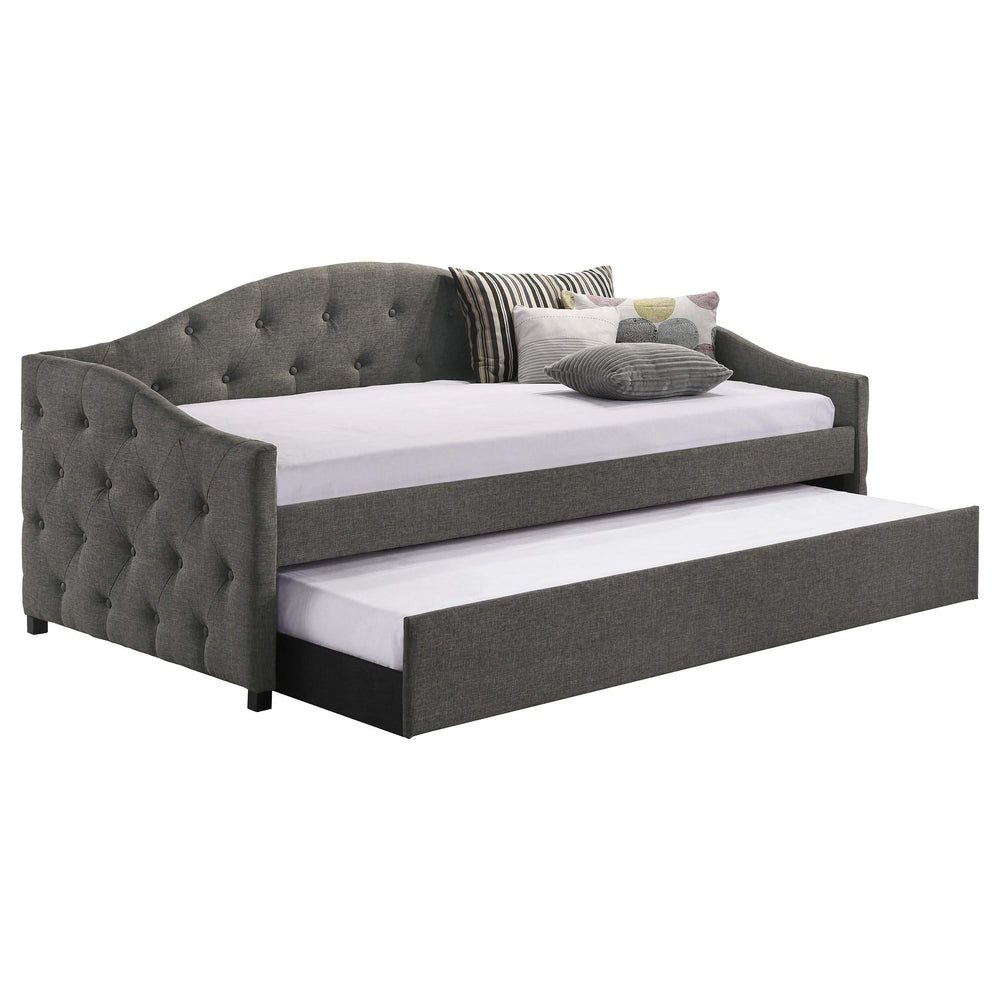 Sofá cama individual tapizado Sadie con cama nido gris