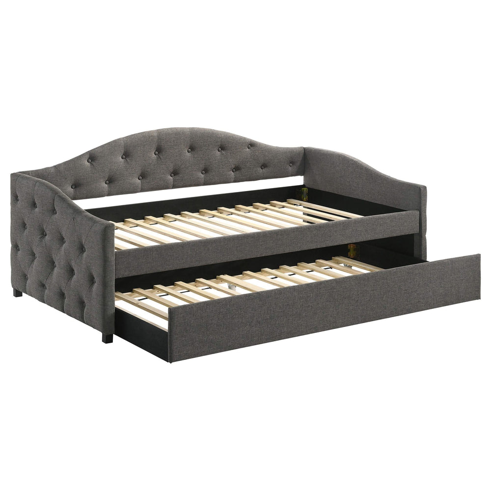 Sofá cama individual tapizado Sadie con cama nido gris