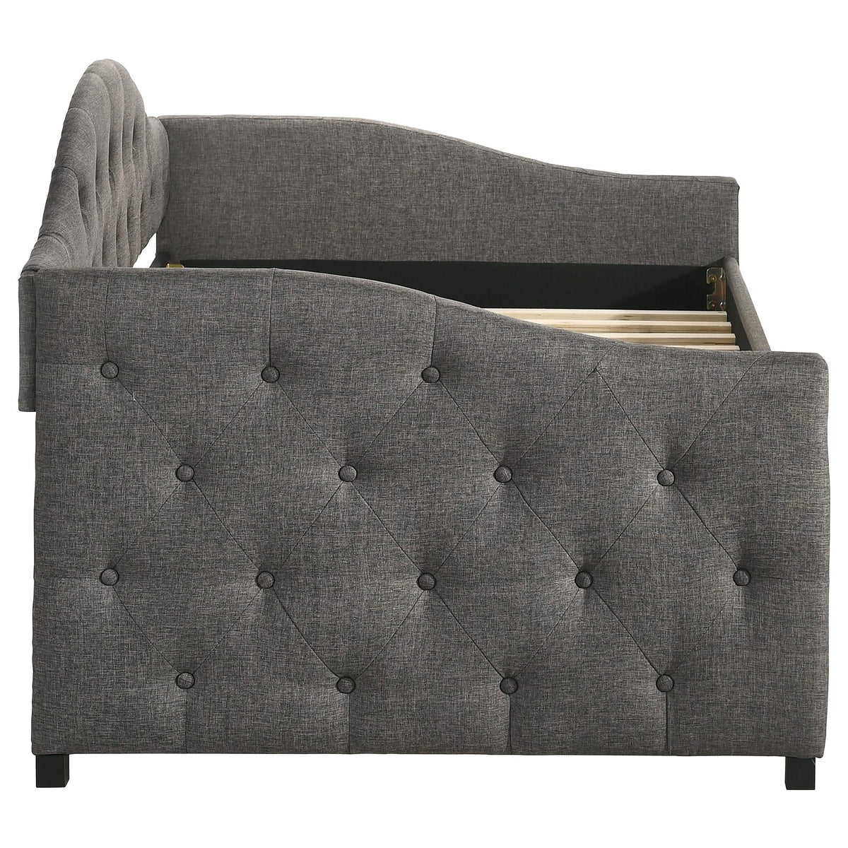 Sofá cama individual tapizado Sadie con cama nido gris