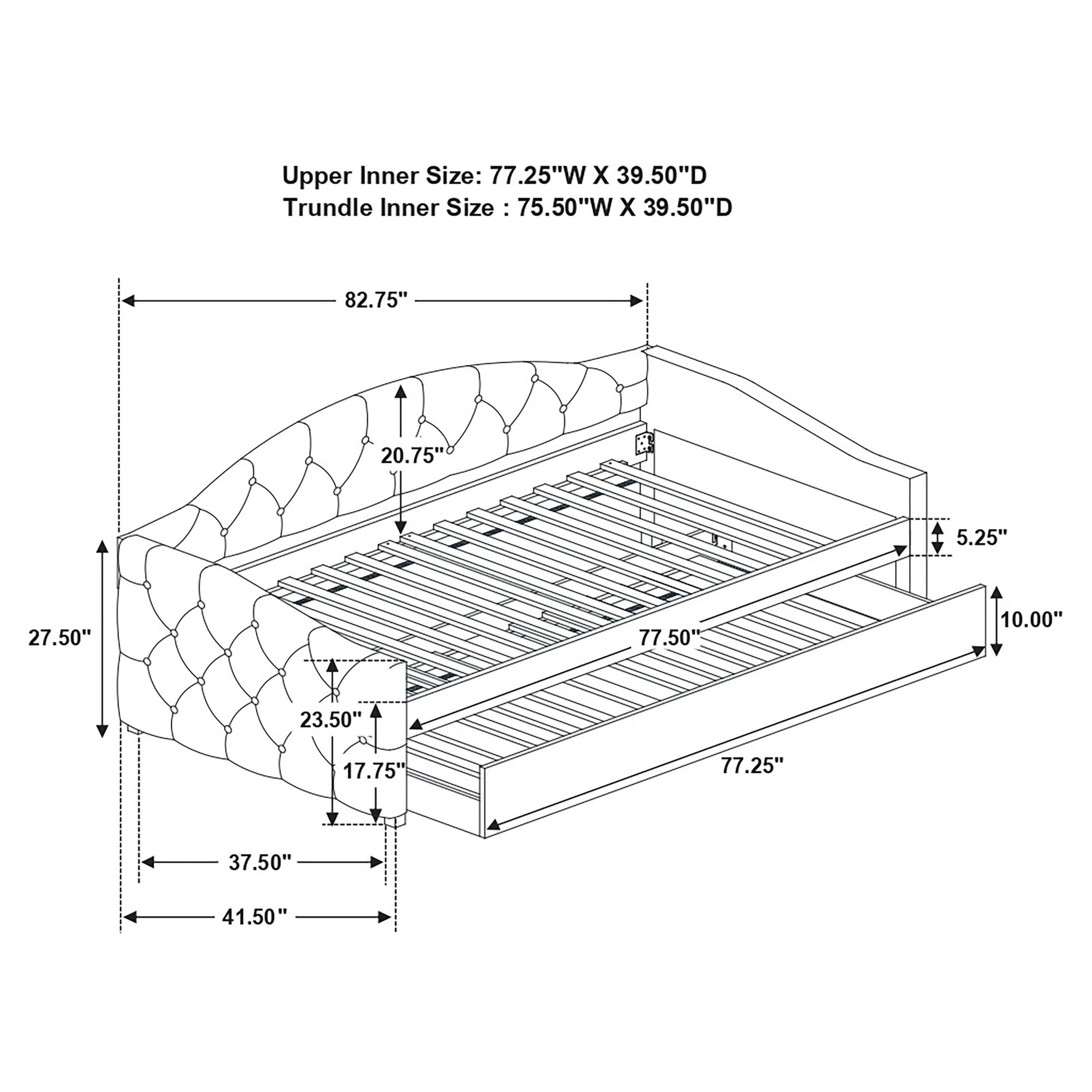 Sadie Upholstered Twin Daybed with Trundle Taupe