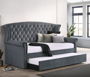 Cama de día tapizada Scarlett Twin con cama nido gris