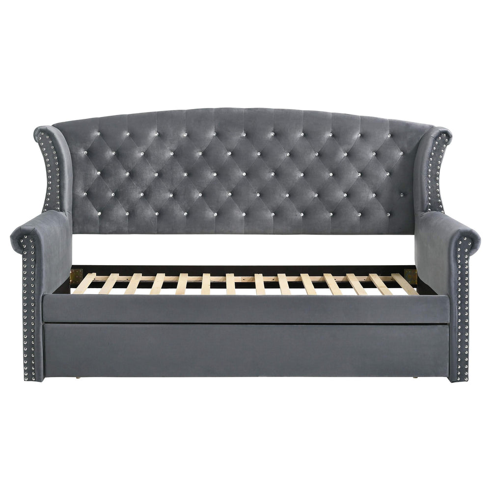 Cama de día tapizada Scarlett Twin con cama nido gris