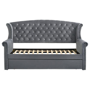 Cama de día tapizada Scarlett Twin con cama nido gris