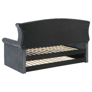 Cama de día tapizada Scarlett Twin con cama nido gris