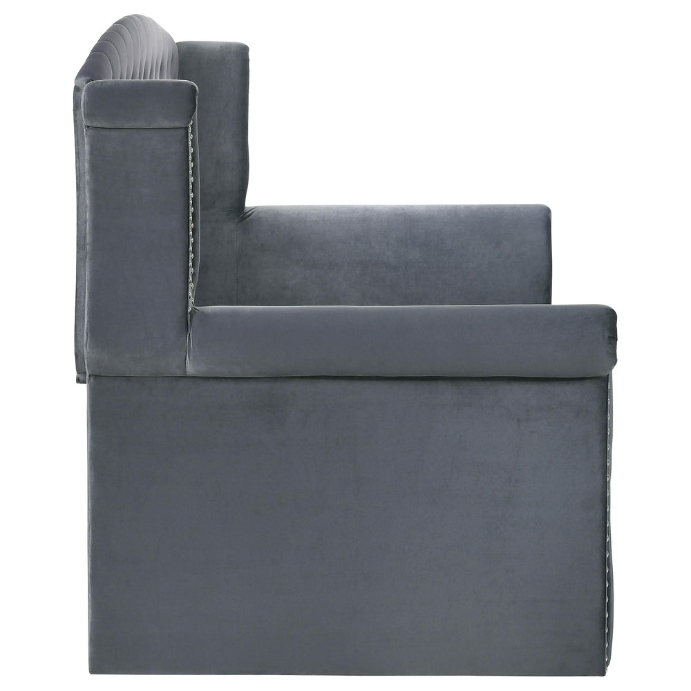 Cama de día tapizada Scarlett Twin con cama nido gris