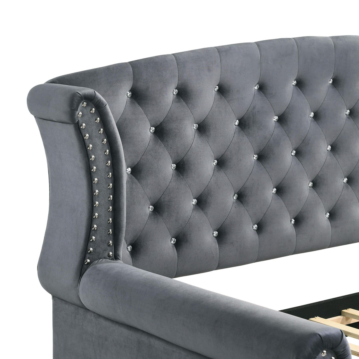 Cama de día tapizada Scarlett Twin con cama nido gris