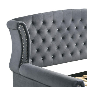 Cama de día tapizada Scarlett Twin con cama nido gris