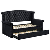 Cama de día tapizada Scarlett Twin con cama nido negra