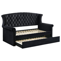 Cama de día tapizada Scarlett Twin con cama nido negra